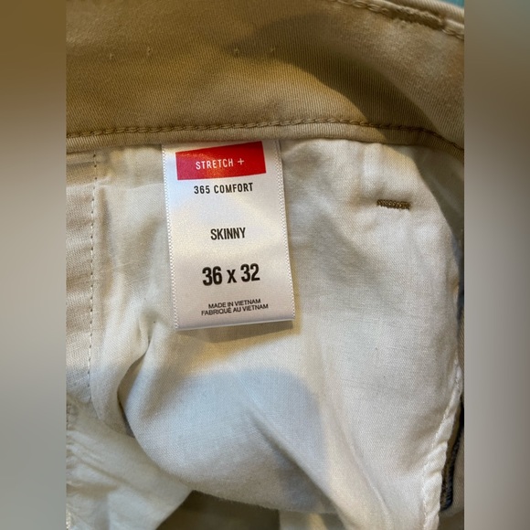 Express Mens Pants 36 x 32 Skinny Chino Khaki Flat Front 365 Comfort - Picture 4 of 5
